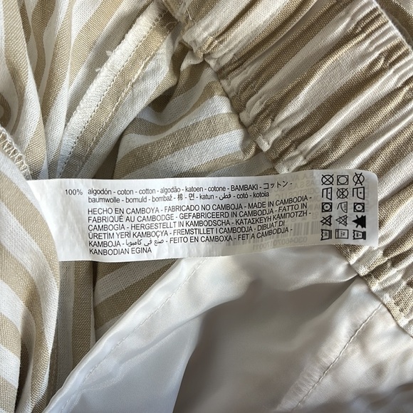 Zara • white tan neutral striped ankle pants with tie belt - Picture 11 of 13